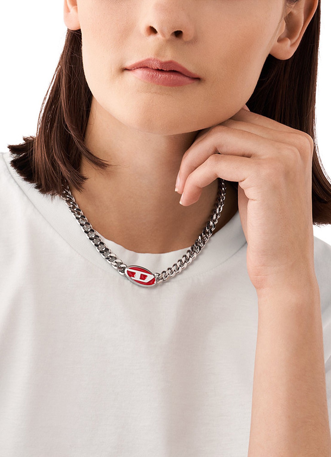 Diesel Schakelketting met logo DX1446040 - detail 2 zilver