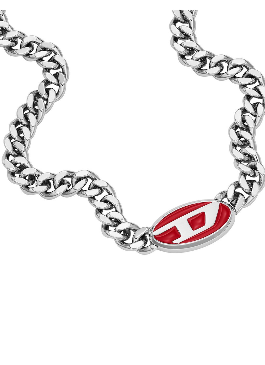 Diesel Schakelketting met logo DX1446040 - voorkant 3 zilver