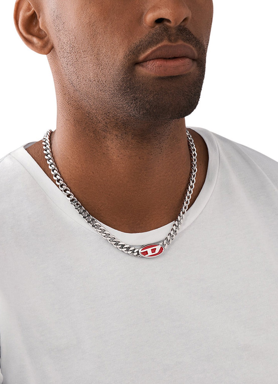 Diesel Schakelketting met logo DX1446040 - voorkant 4 zilver
