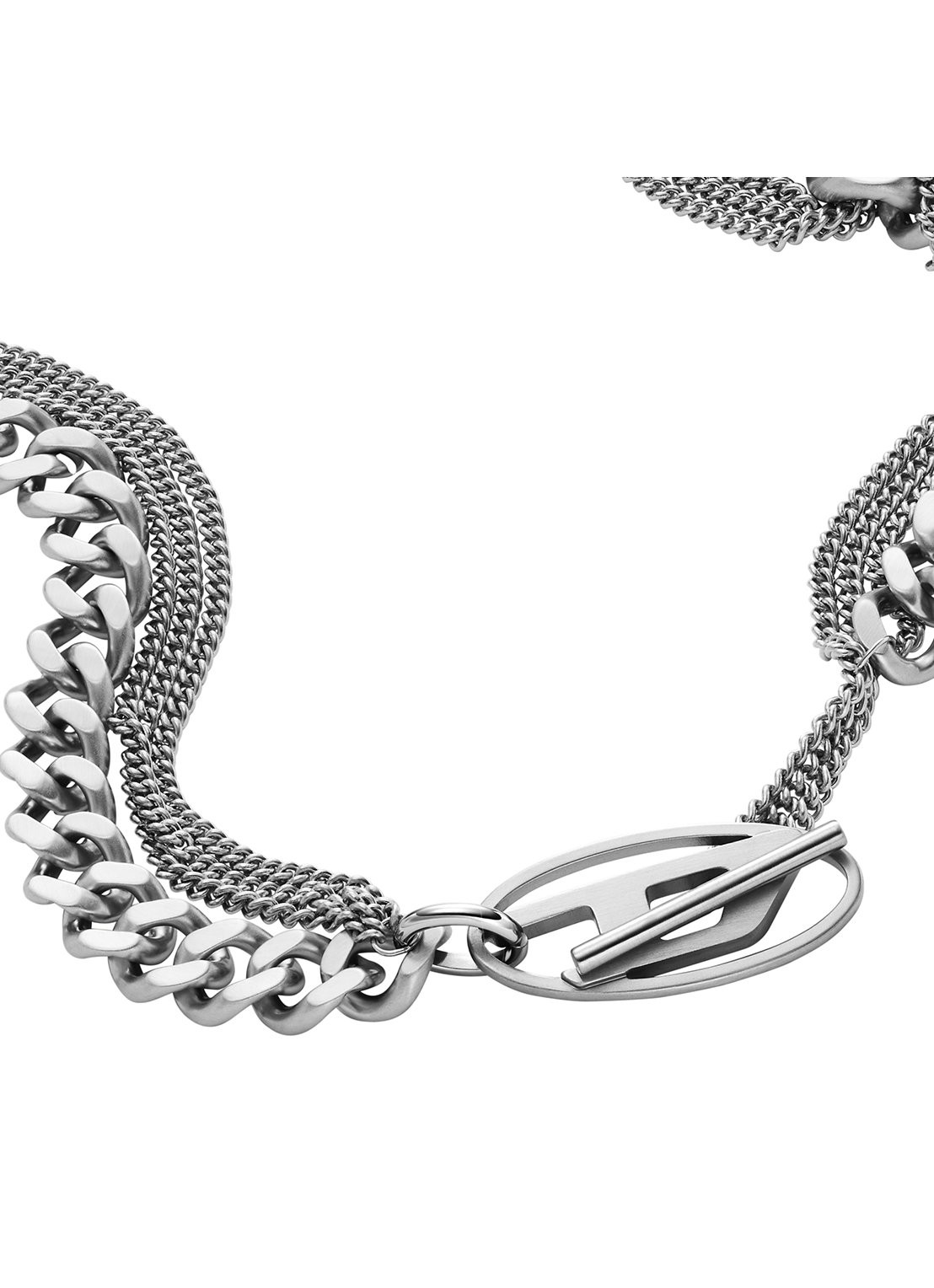 Diesel Schakelketting met logo DX1549040 - voorkant zilver