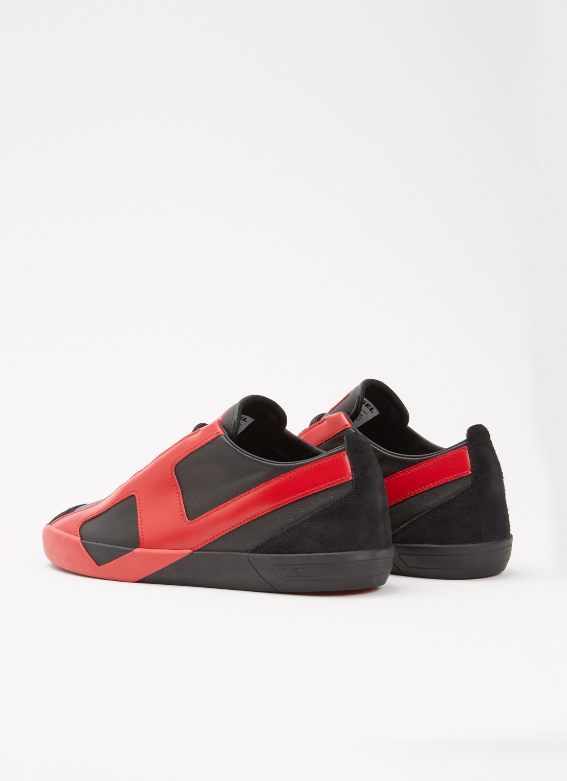 Diesel Slante-D Low sneaker van leer met logo - achterkant rood