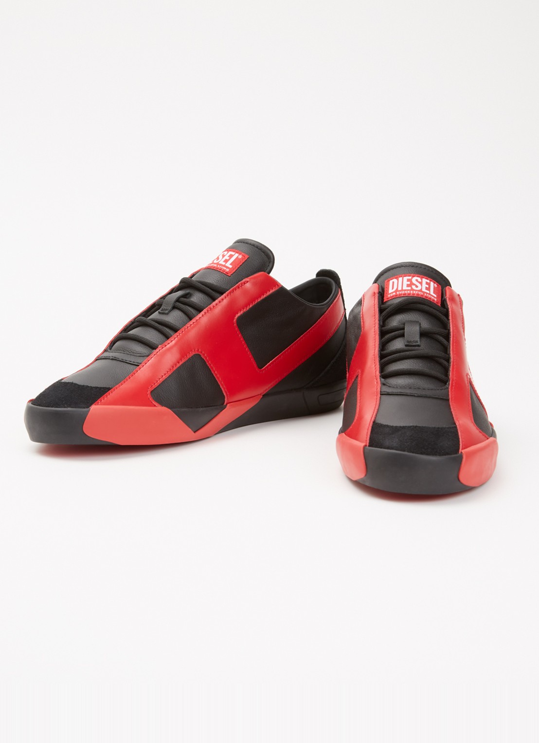 Diesel Slante-D Low sneaker van leer met logo - detail 3 rood