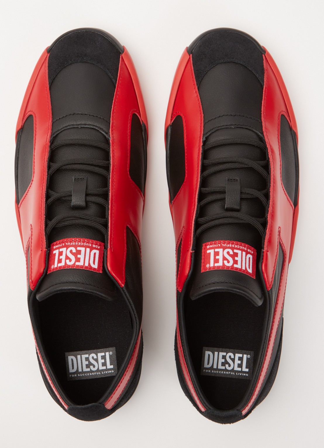 Diesel Slante-D Low sneaker van leer met logo - detail 4 rood