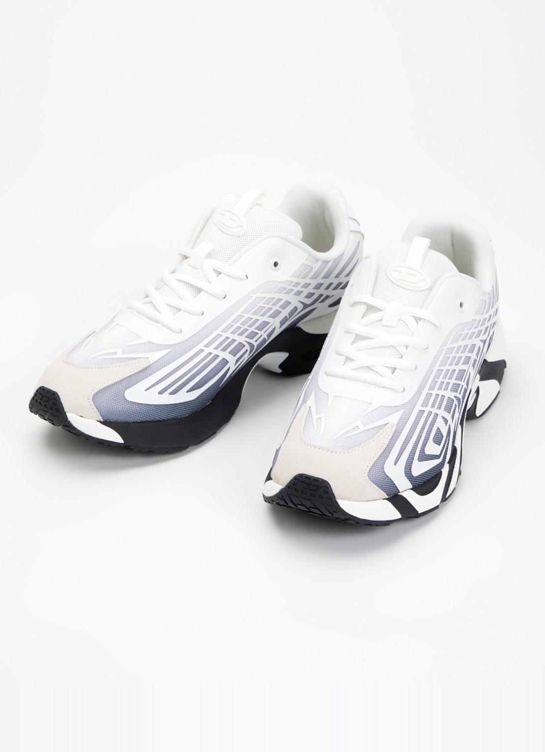Diesel Sneaker van mesh met logo - detail 2 lichtgrijs