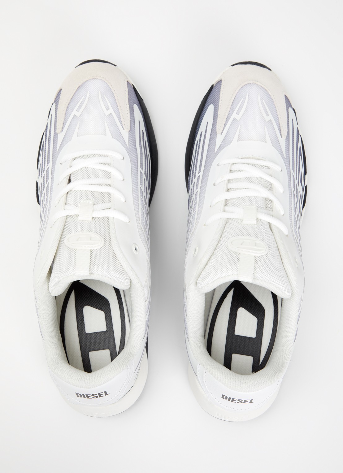 Diesel Sneaker van mesh met logo - detail 3 lichtgrijs