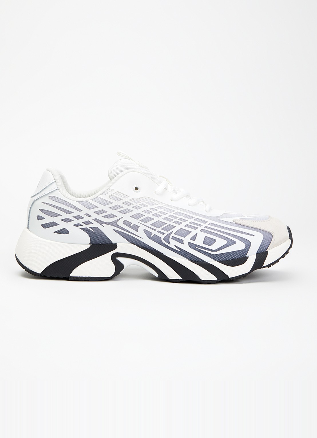 Diesel Sneaker van mesh met logo - voorkant lichtgrijs