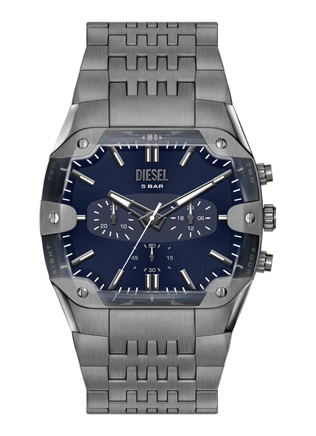 Diesel Spiked Cushion horloge DZ4717 - voorkant 6 donkergrijs