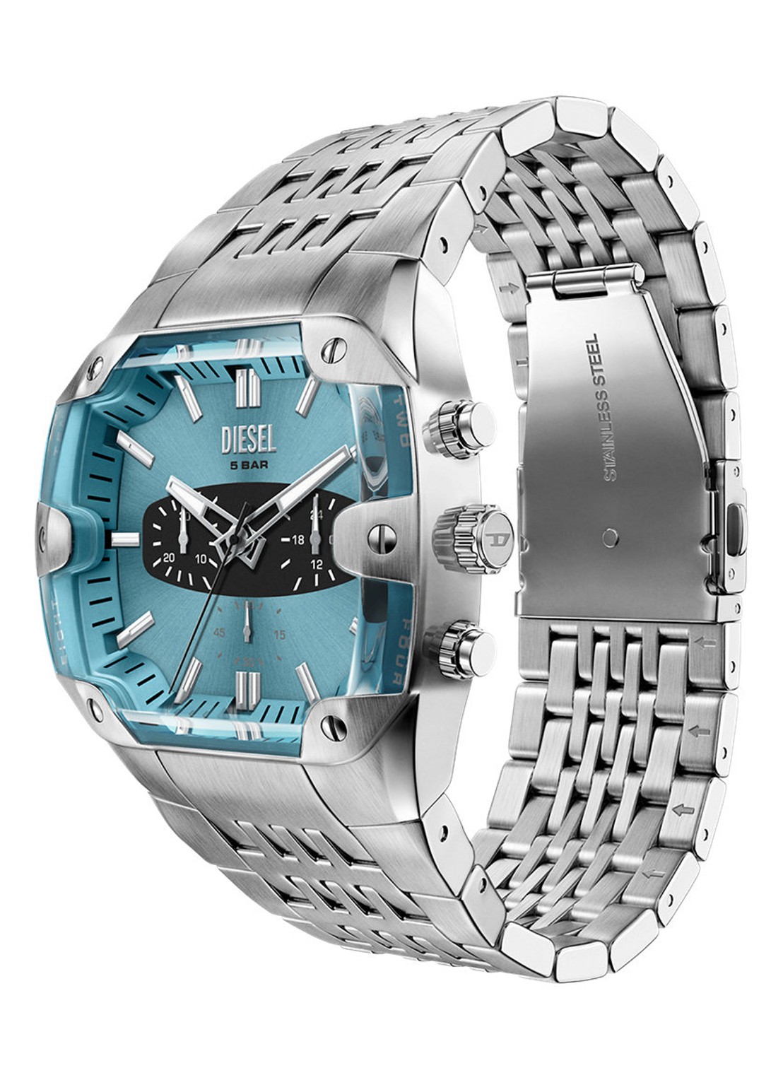 Diesel Spiked Cushion horloge DZ4725 - detail 4 zilver