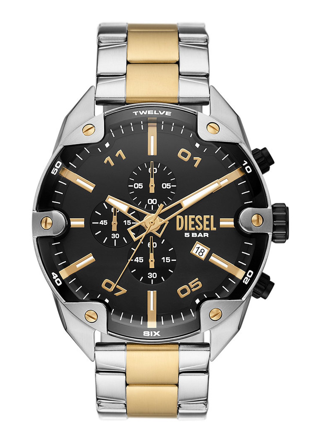 Diesel Spiked horloge DZ4627 - voorkant zilver