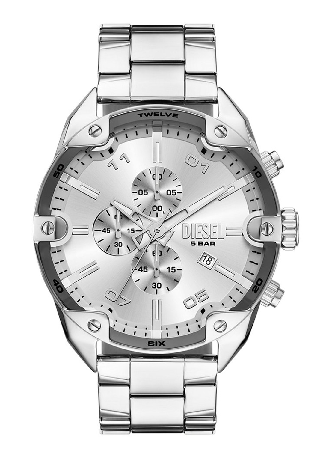 Diesel Spiked horloge DZ4677 - voorkant 4 zilver