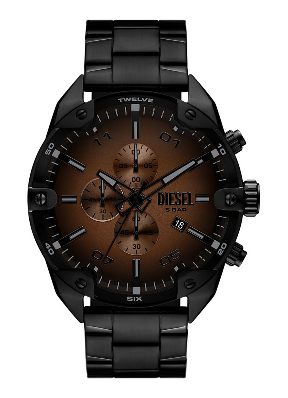Diesel Spiked horloge DZ4691 - voorkant 4 zwart