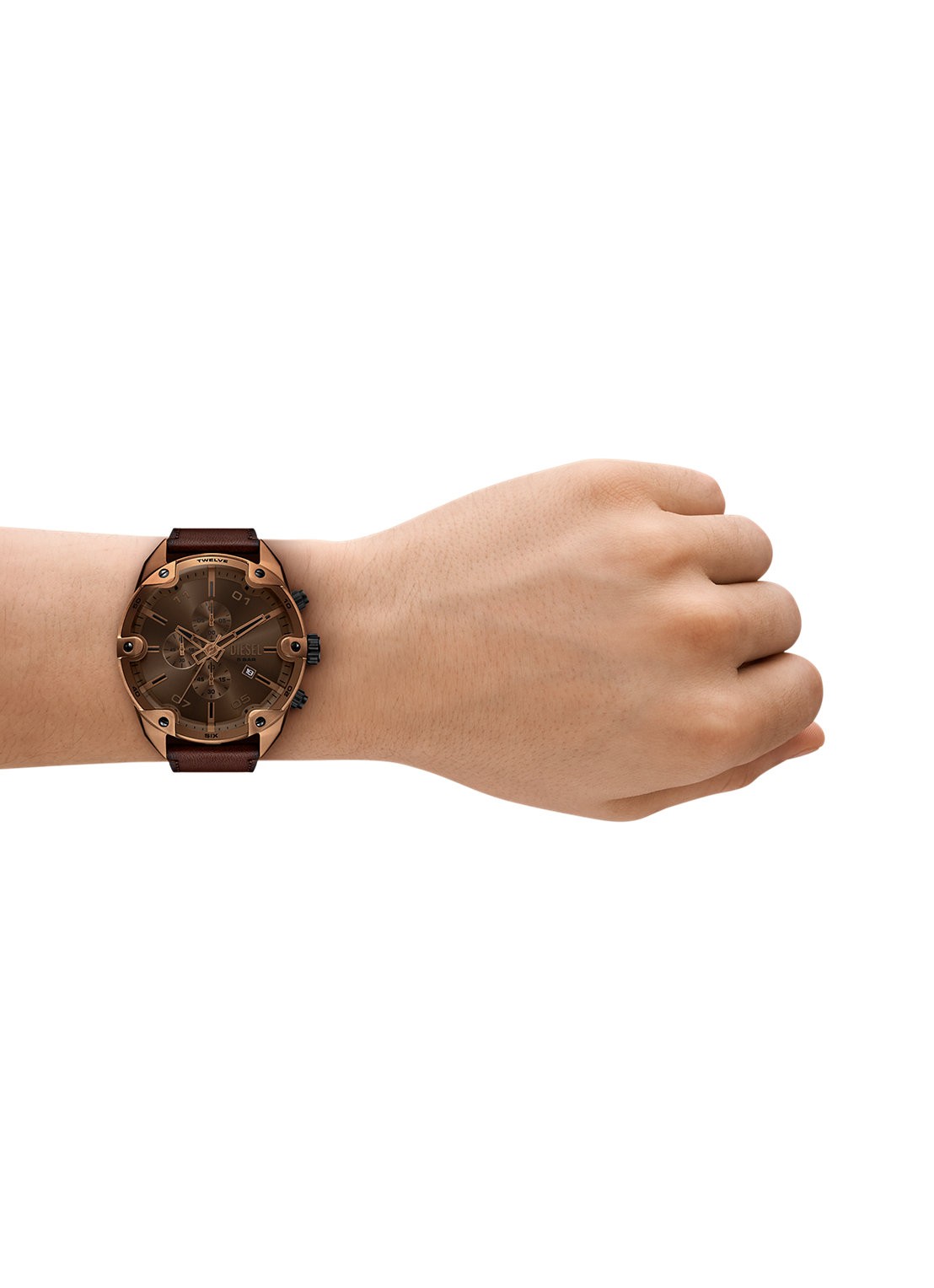 Diesel Spiked horloge DZ4698 - detail 4 bruin