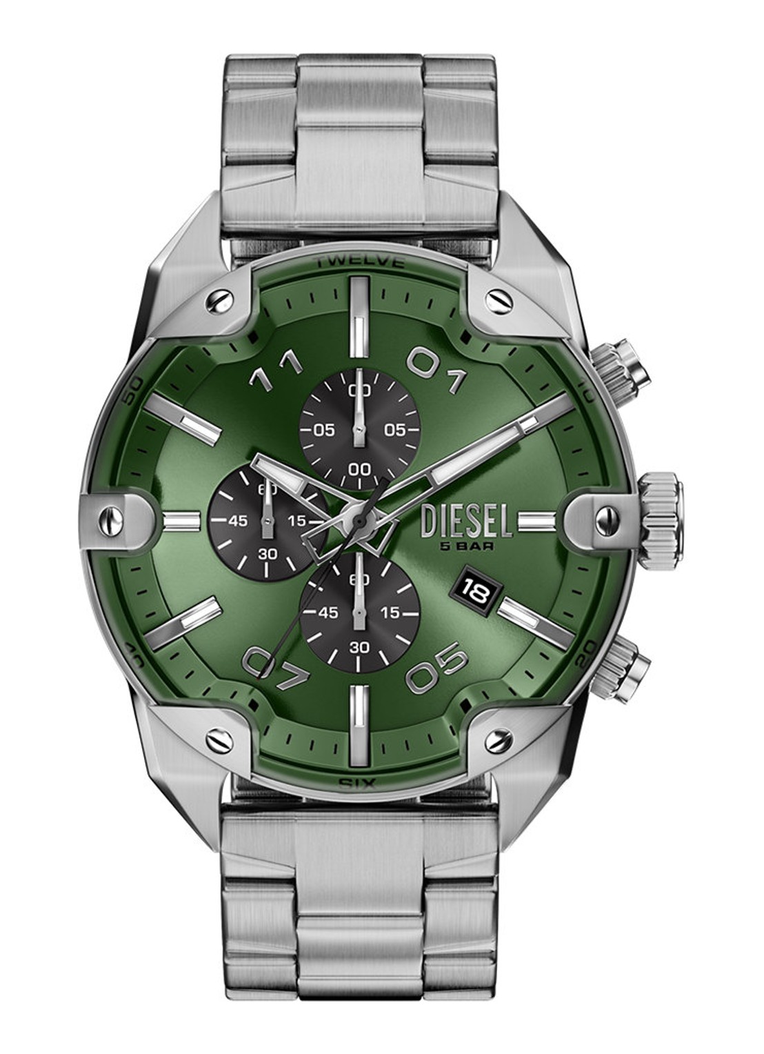 Diesel Spiked horloge DZ4712 - voorkant 6 zilver