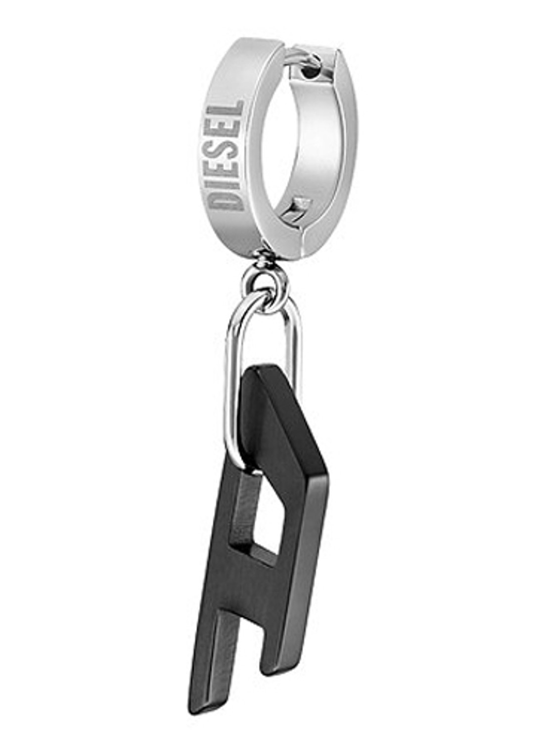 Diesel Steel enkele oorring met logo DX1418931 - detail zilver