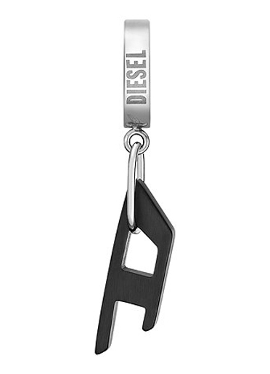 Diesel Steel enkele oorring met logo DX1418931 - voorkant 3 zilver