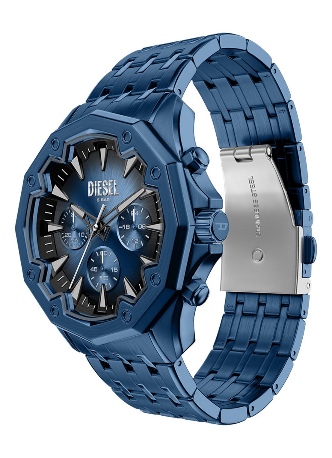 Diesel Stinger horloge DZ4705 - detail 4 blauw