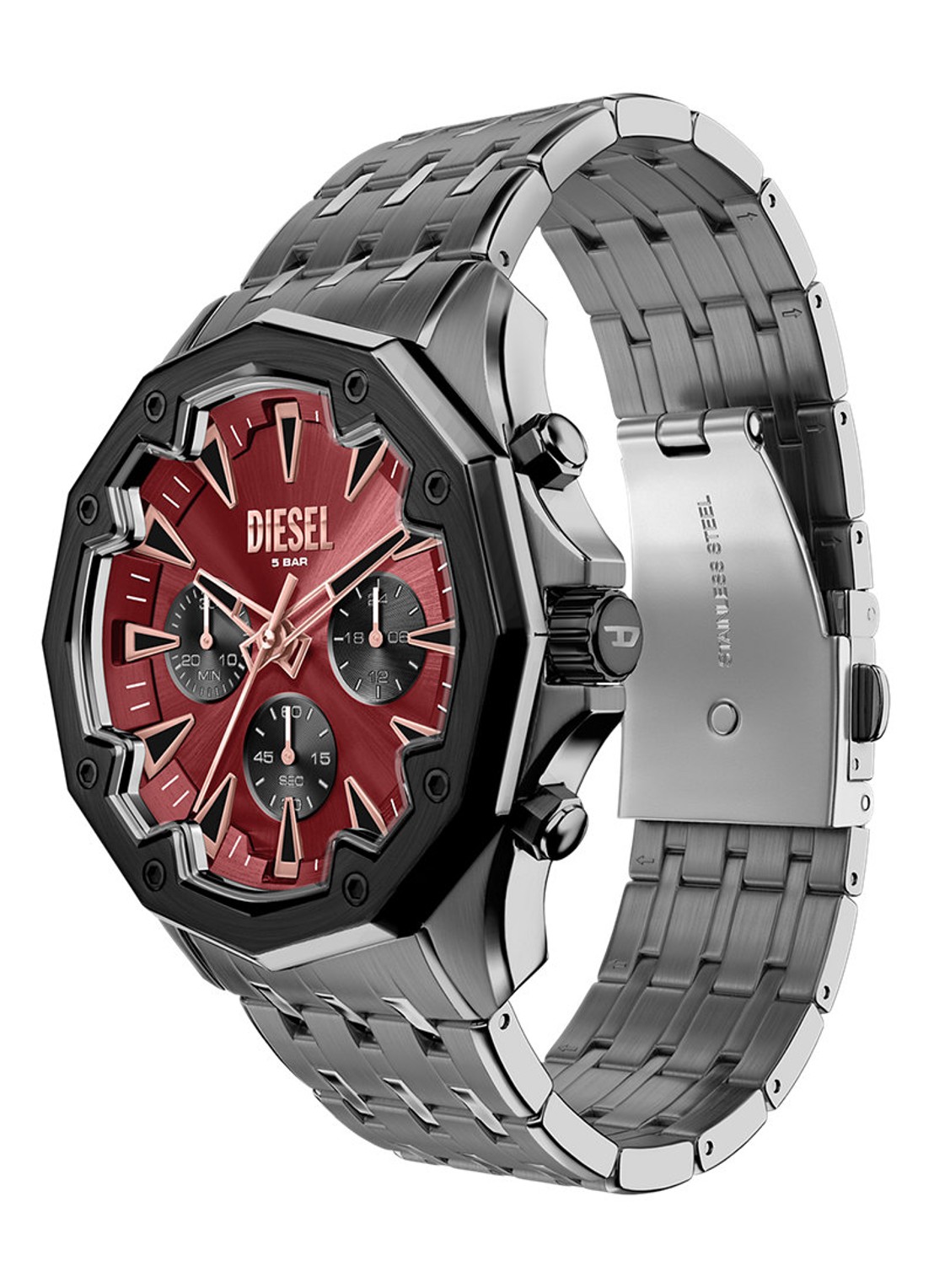 Diesel Stinger horloge DZ4715 - detail 5 donkergrijs
