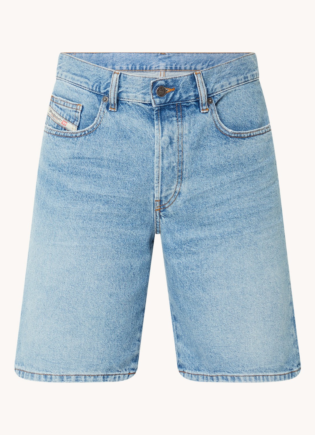 Diesel Straight fit korte broek van denim - voorkant 2 indigo