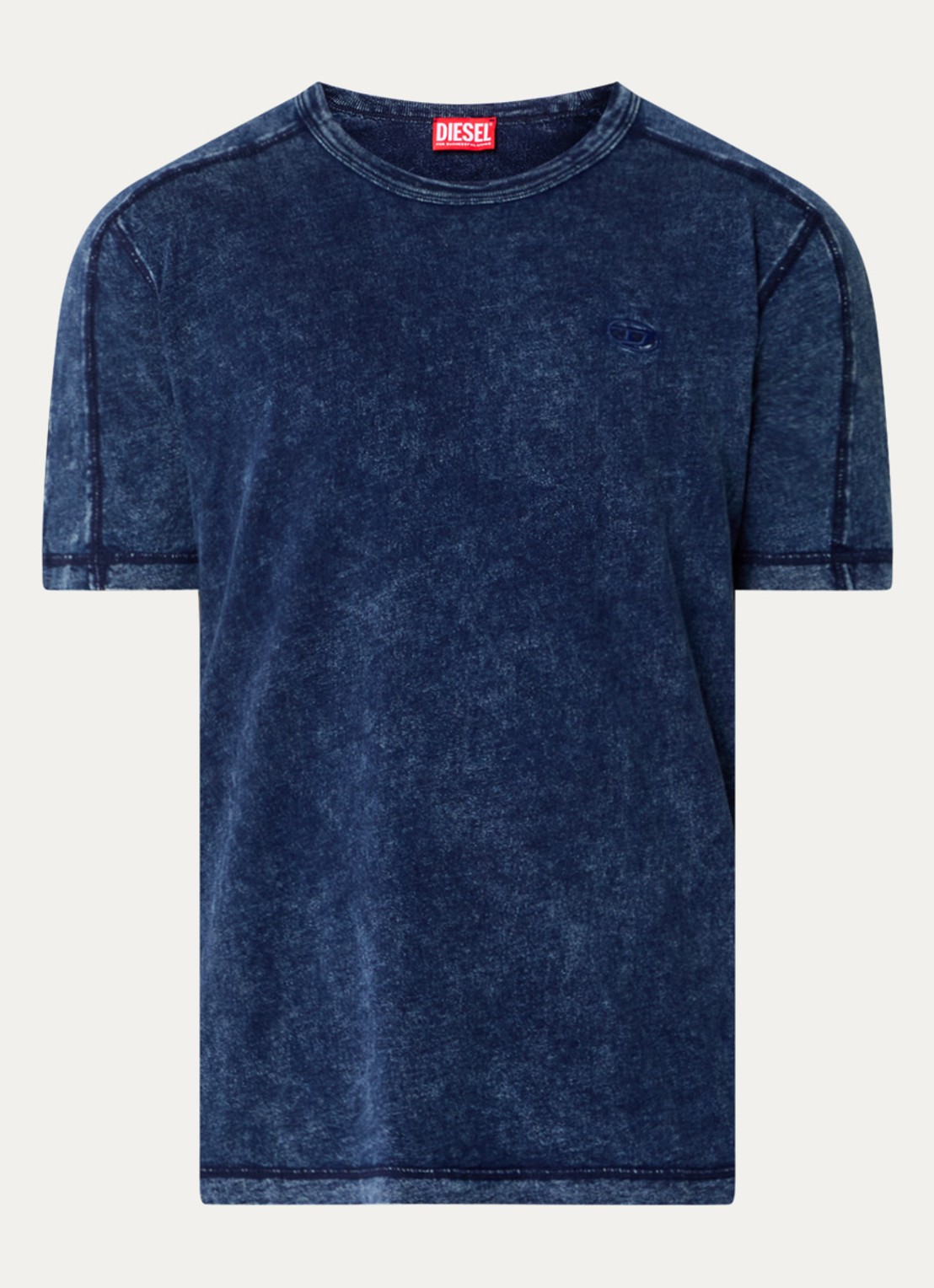 Diesel T-Adjind T-shirt met verwassen afwerking - voorkant 3 donkerblauw