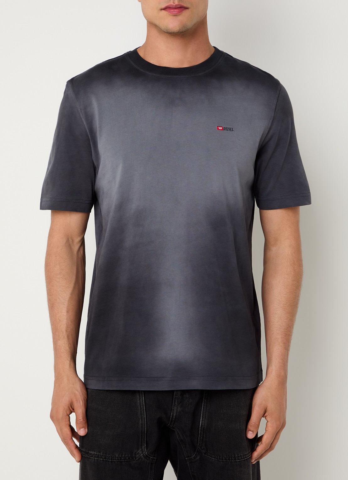 Diesel T-Adjust-R15 T-shirt met verwassen afwerking en logo - detail 4 antraciet