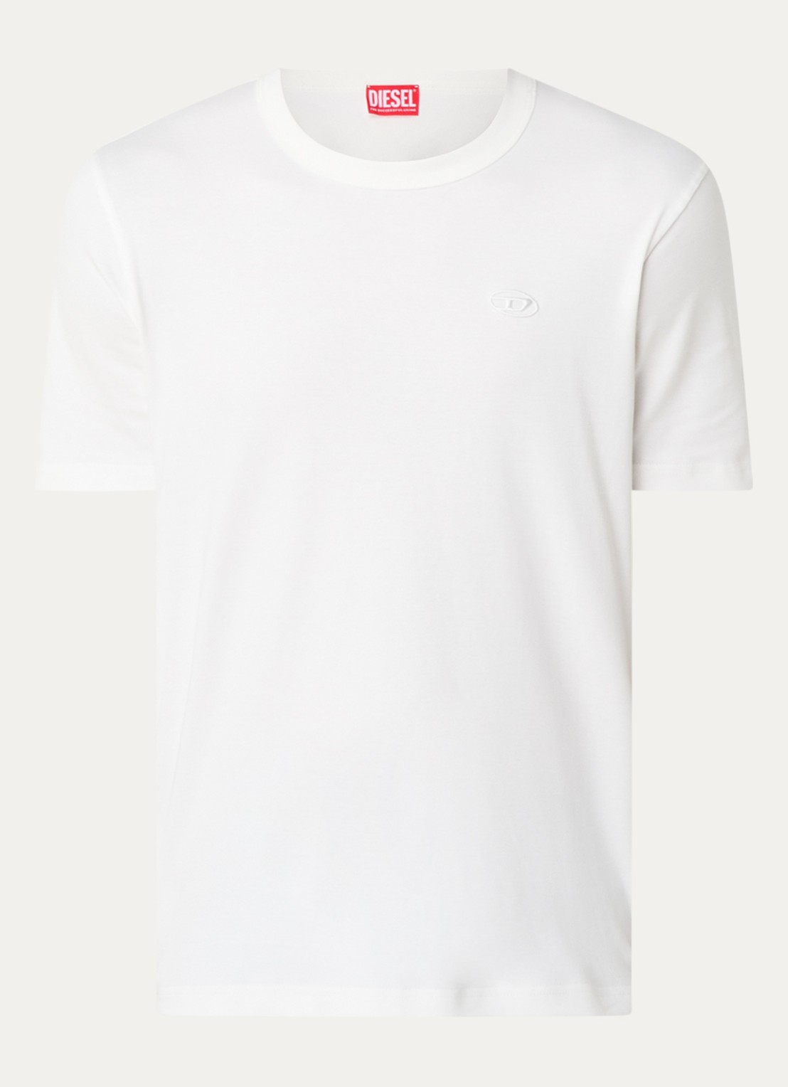 Diesel T-Adjust-Slirs-R17 T-shirt met logo - voorkant gebroken wit