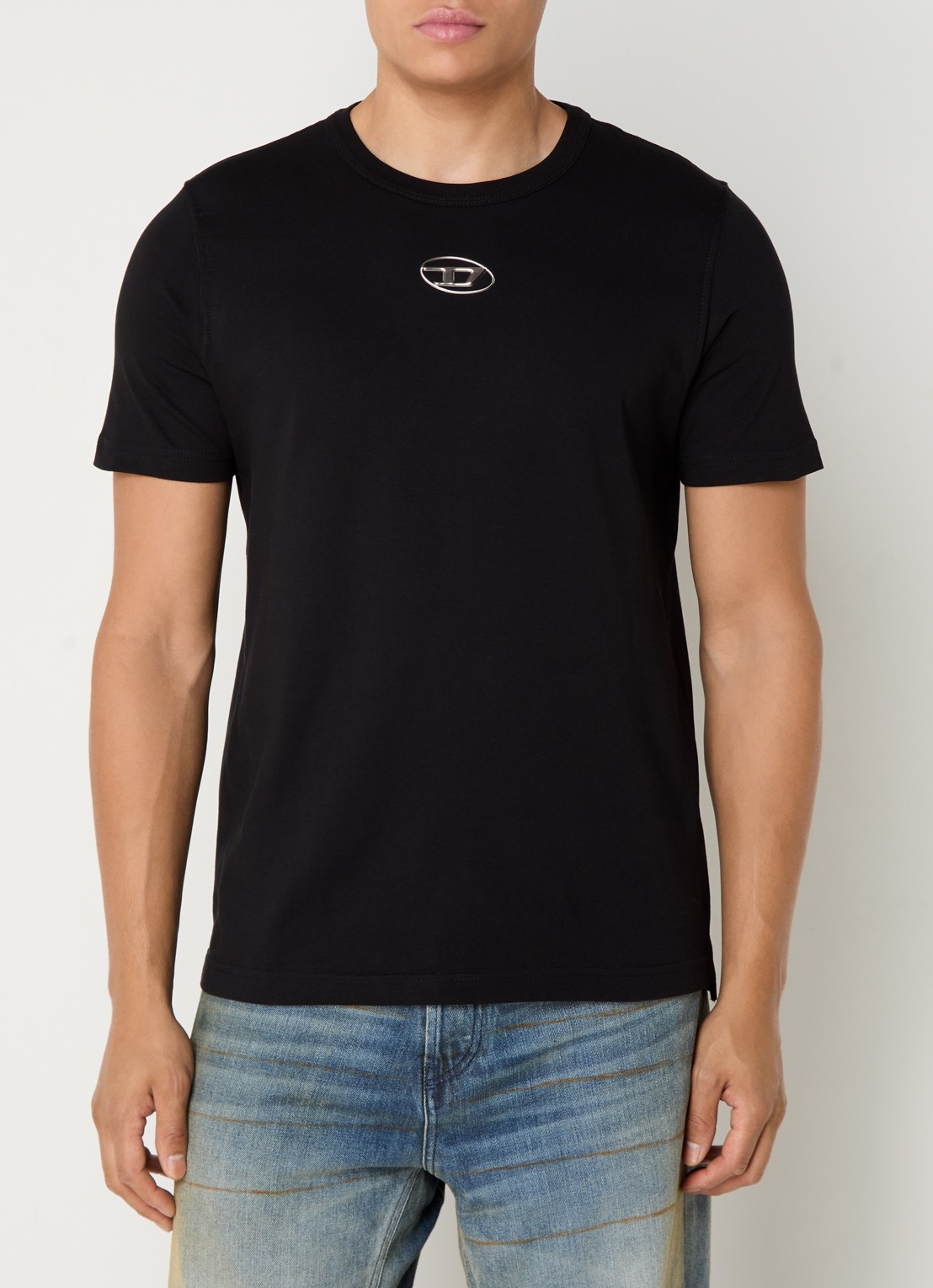 Diesel T-Adjust T-shirt met logo  - detail 4 zwart