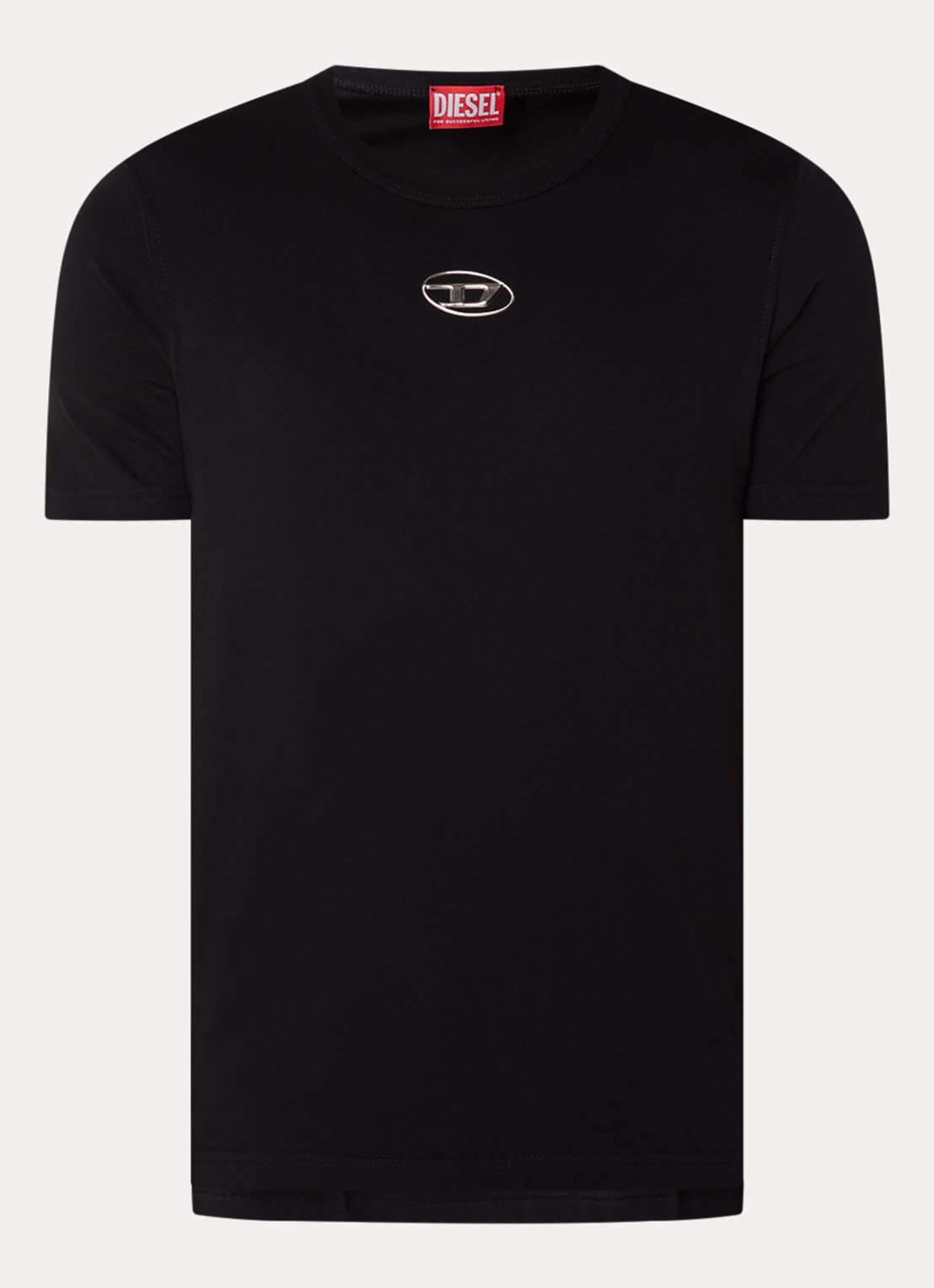 Diesel T-Adjust T-shirt met logo  - voorkant 2 zwart