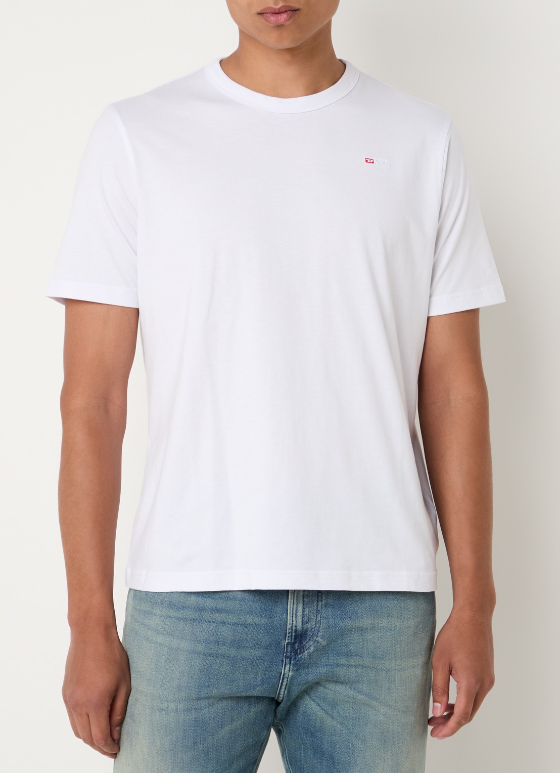Diesel T-Adjust T-shirt met logoborduring - detail 3 wit