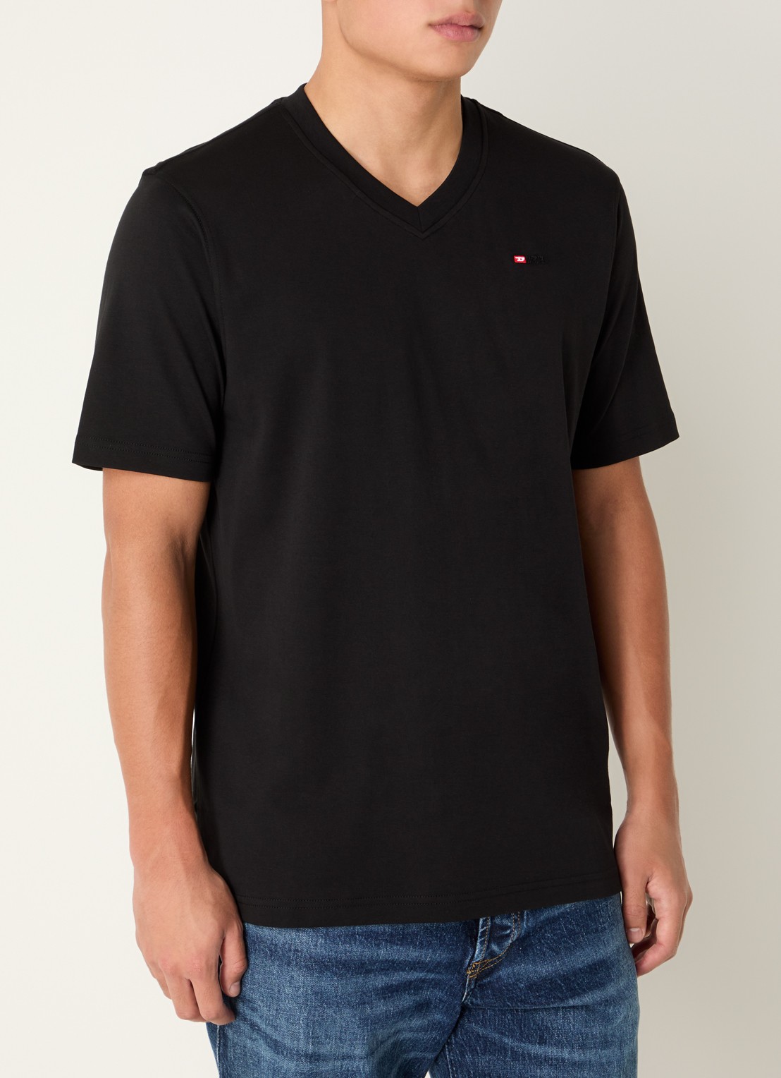 Diesel T-Adjust T-shirt met logoborduring - detail zwart