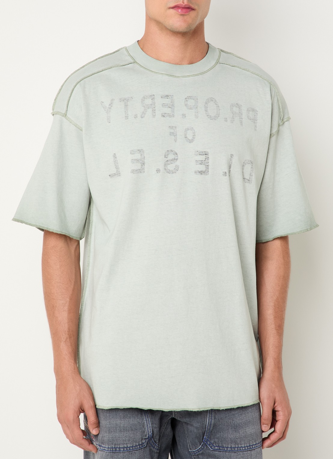 Diesel T-Adjust-T1 T-shirt met logo - achterkant lindegroen