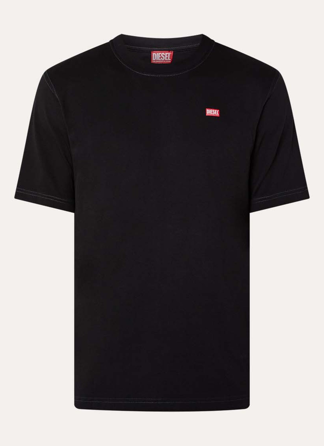Diesel T-Adjust-V10 T-shirt met logo- en backprint - voorkant 2 zwart