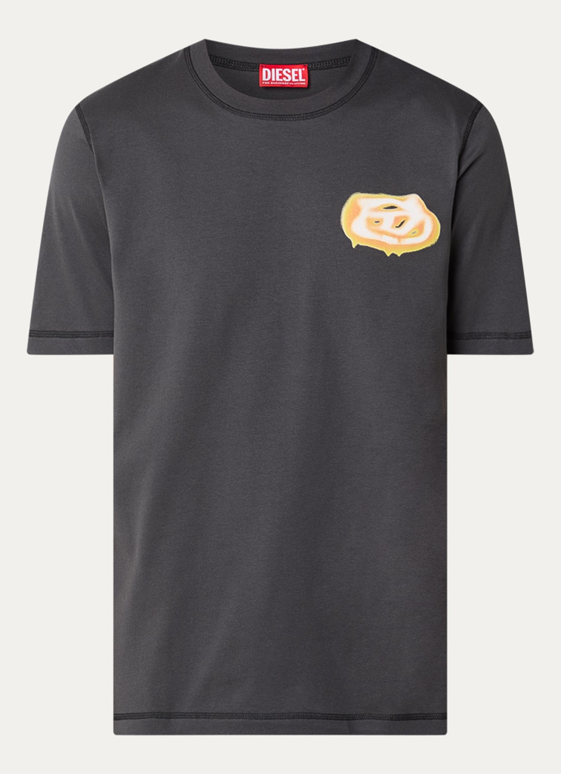 Diesel T-ADJUST-V7 T-shirt met logoprint - voorkant 2 antraciet
