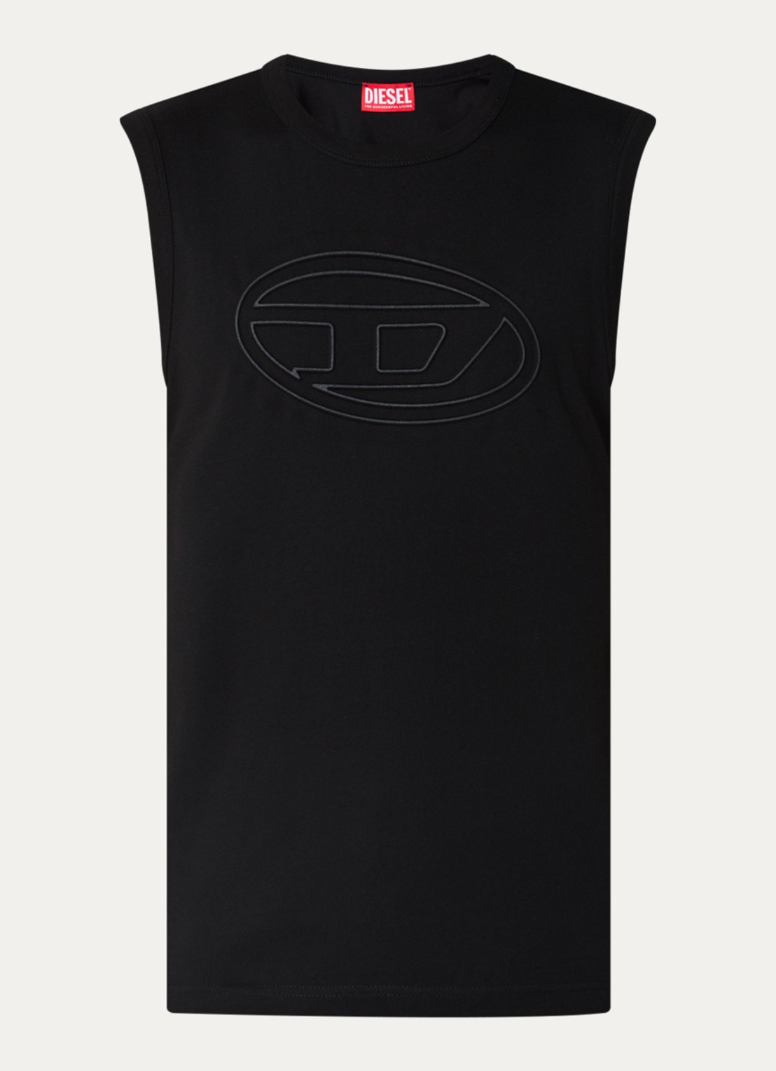 Diesel T-Bisco-Bigoval tanktop met 3D logoprint - voorkant zwart