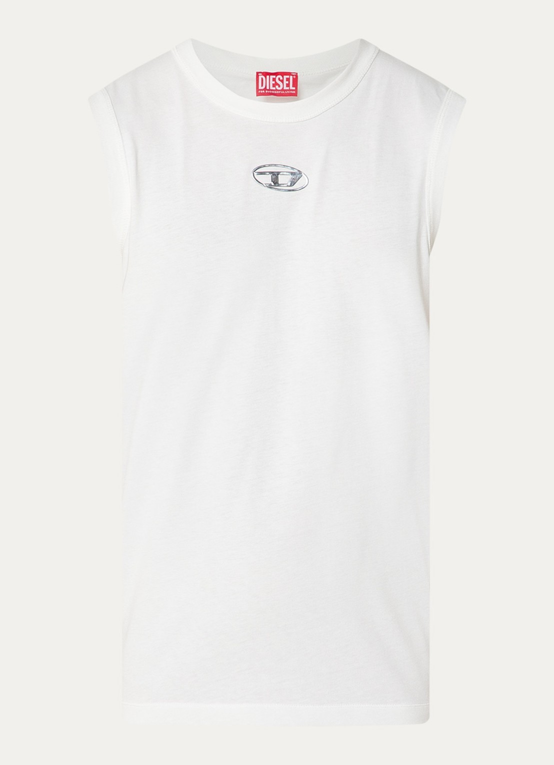 Diesel T-Bisco-Iod tanktop met logo - voorkant wit