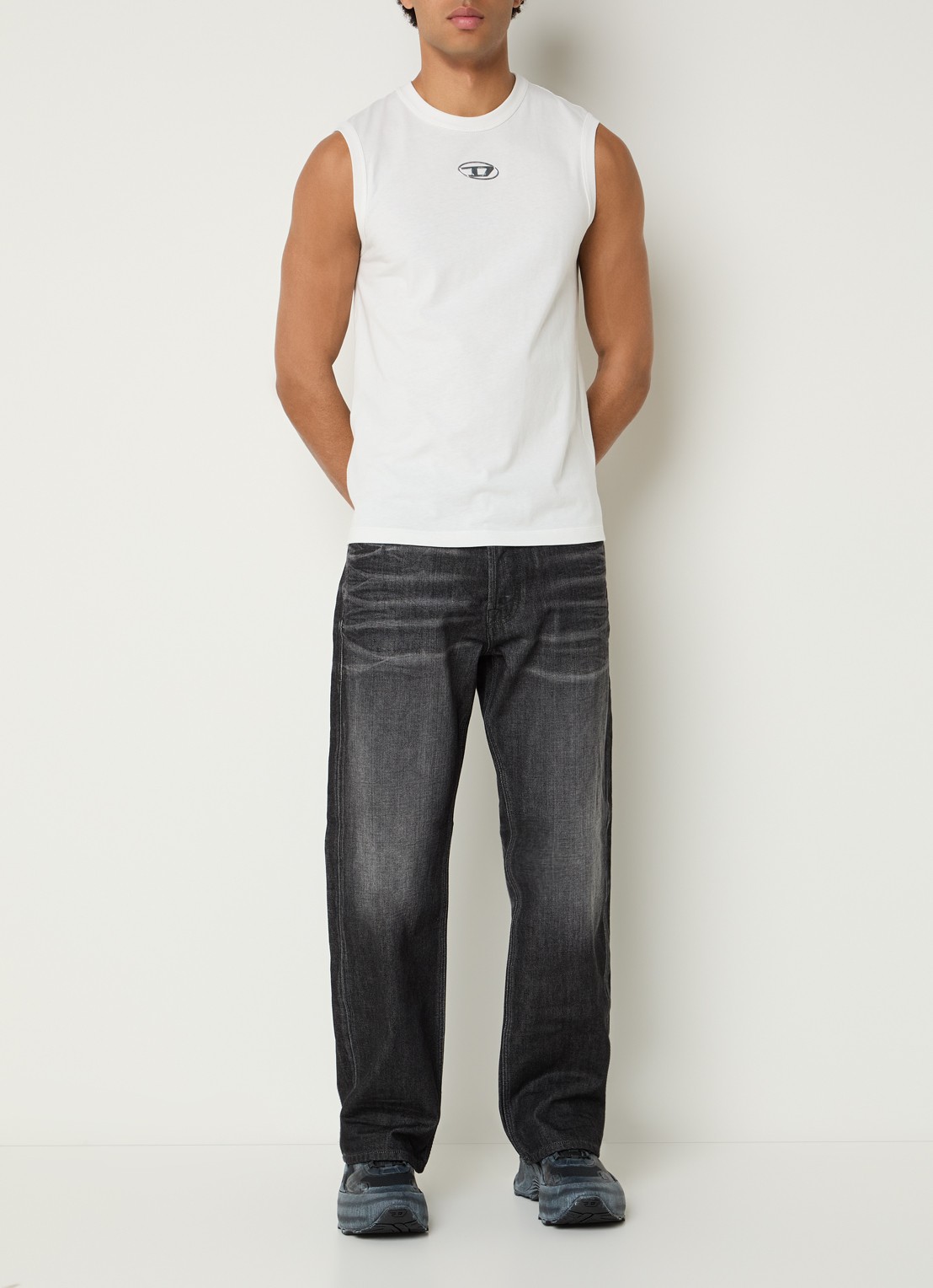 Diesel T-Bisco-Iod tanktop met logo - voorkant 2 wit
