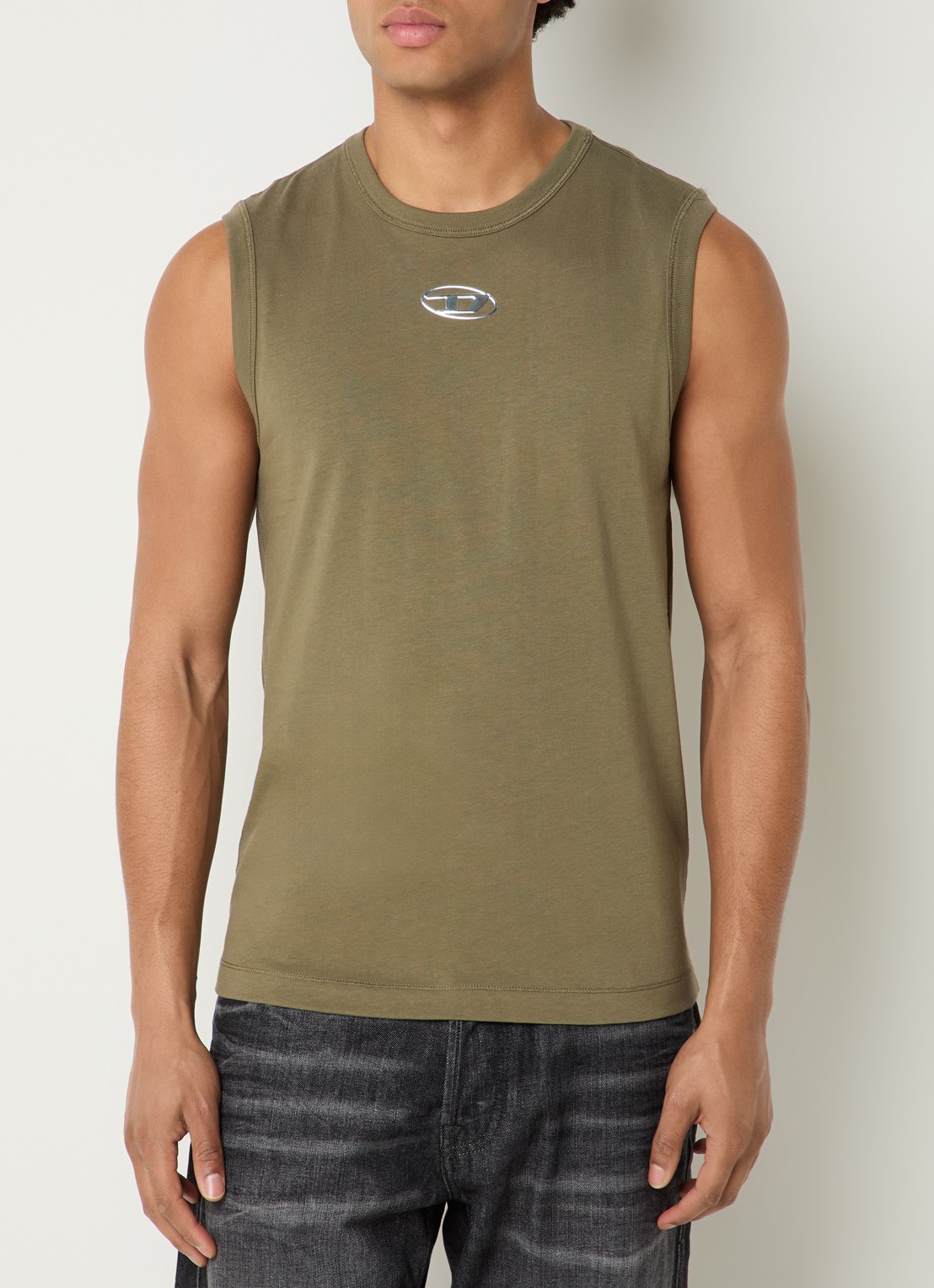 Diesel T-Bisco-Iod tanktop met logo - detail 4 bronsgroen