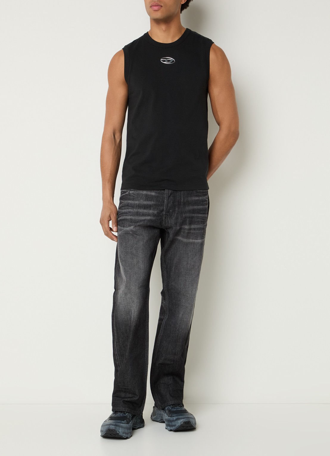 Diesel T-Bisco-Iod tanktop met logo - voorkant 3 zwart