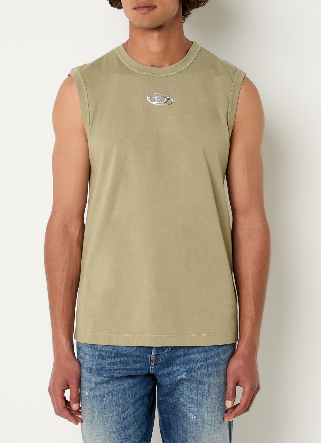 Diesel T-Bisco-Iod tanktop met logo  - detail 3 khaki