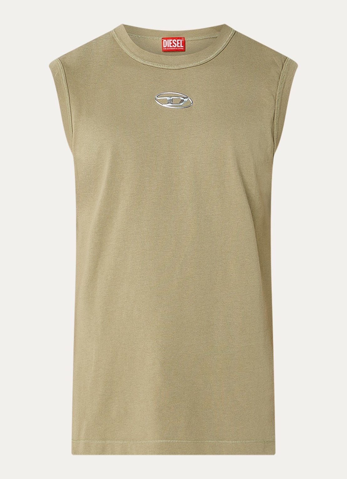 Diesel T-Bisco-Iod tanktop met logo  - voorkant khaki