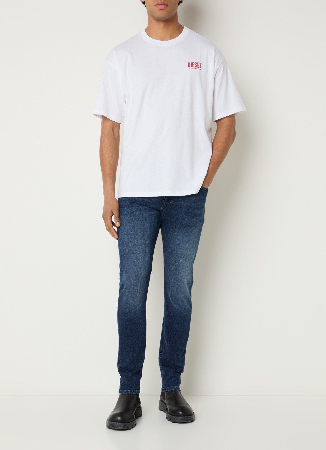 Diesel T-Box-Bisk T-shirt met logo- en backprint - voorkant 3 wit