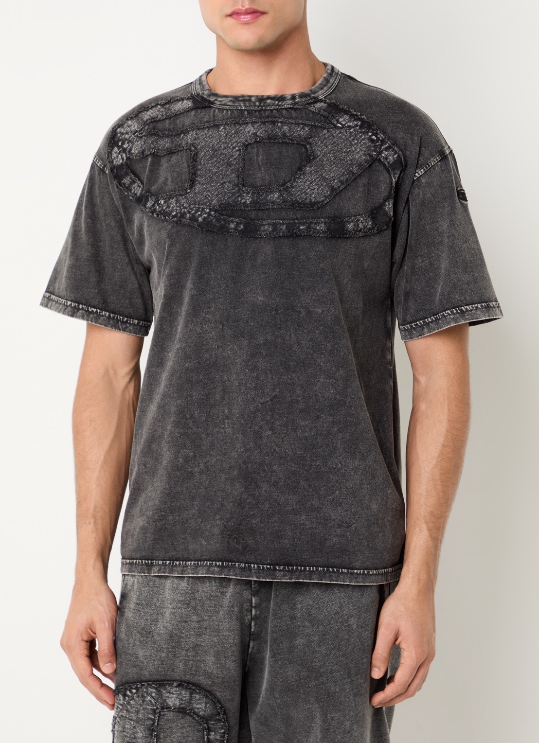 Diesel T-Box-Den T-shirt met borduring - detail antraciet