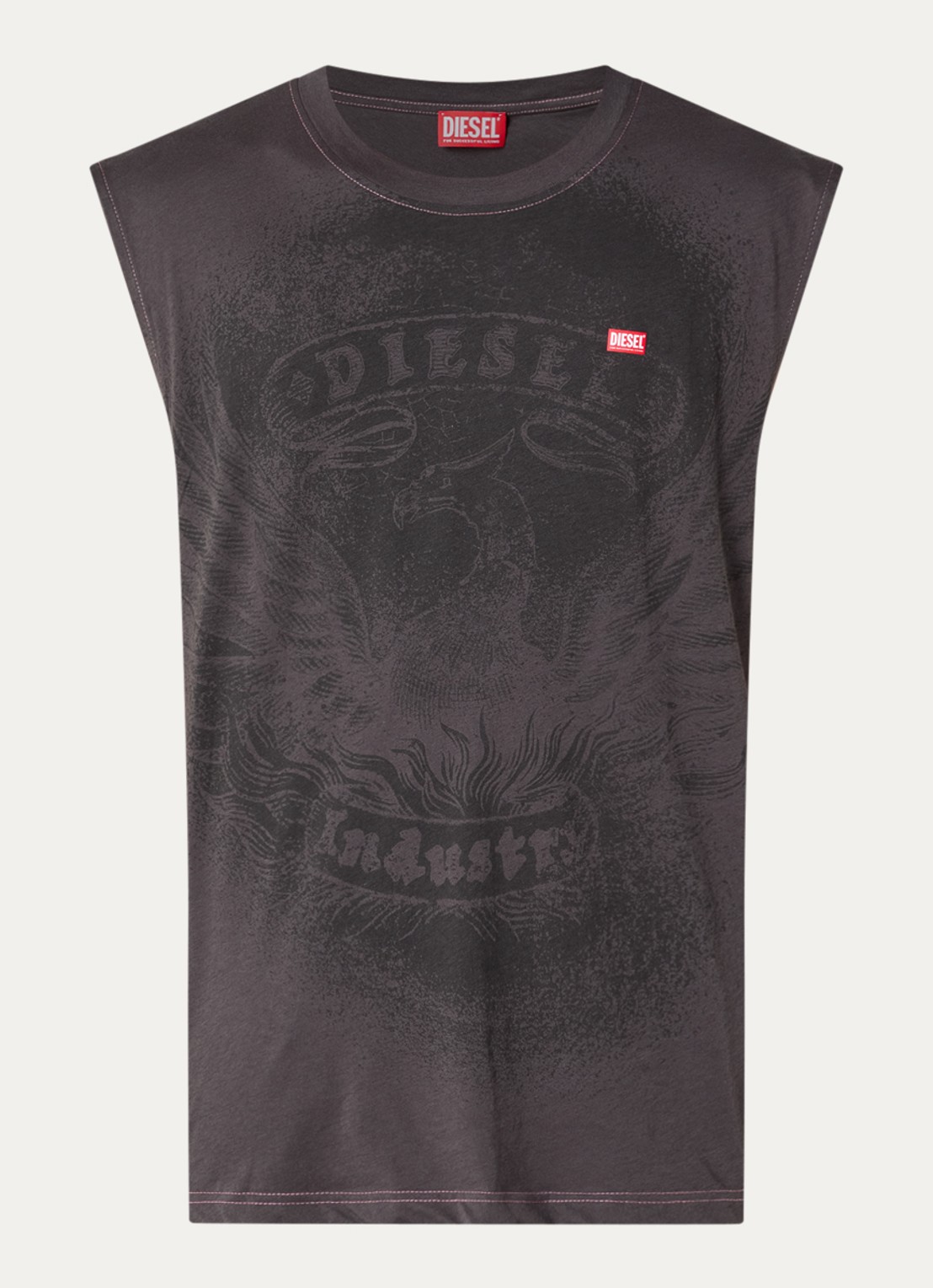 Diesel T-Box-SL-Notch tanktop met print - voorkant 2 middengrijs