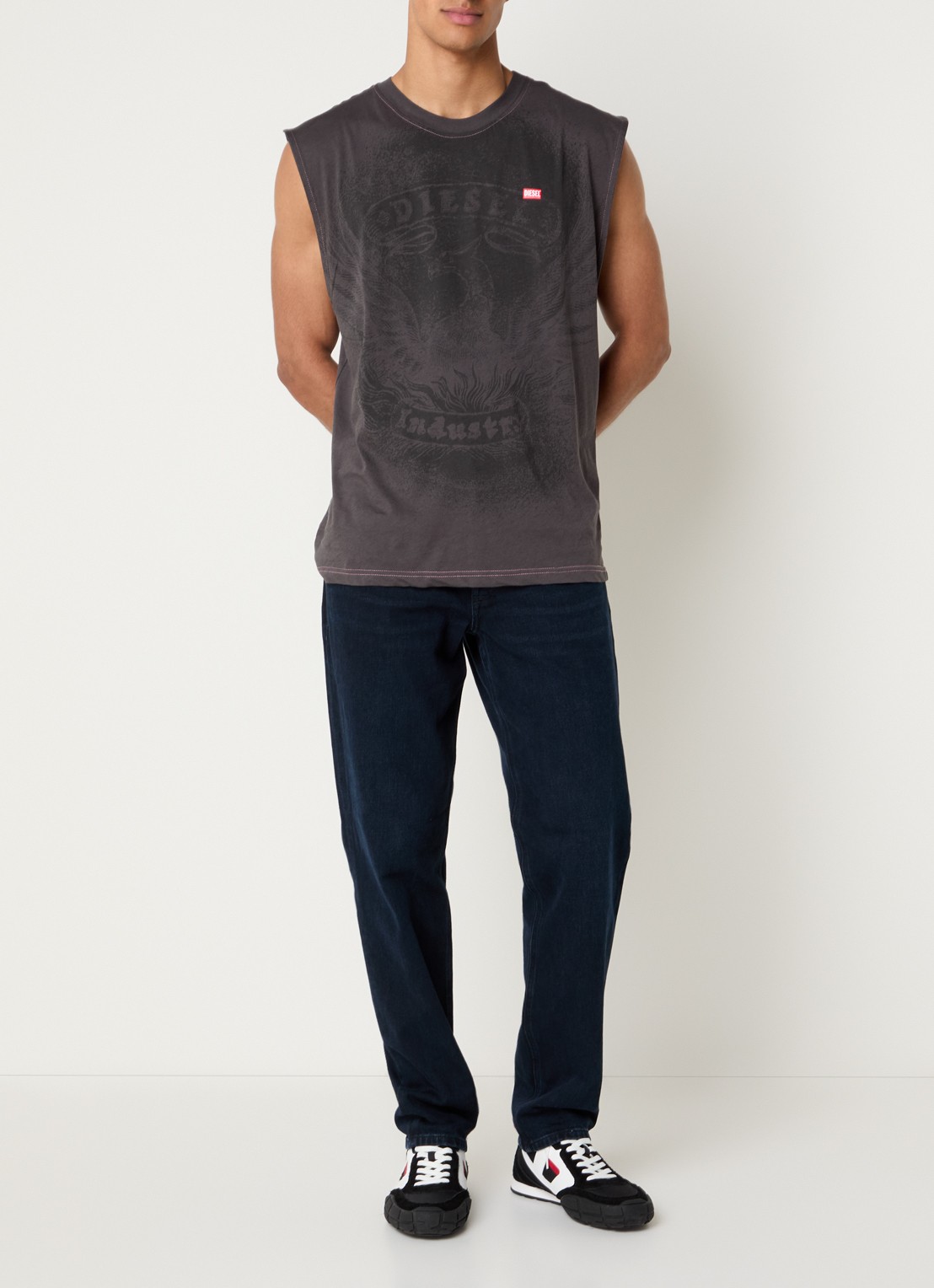 Diesel T-Box-SL-Notch tanktop met print - voorkant 3 middengrijs