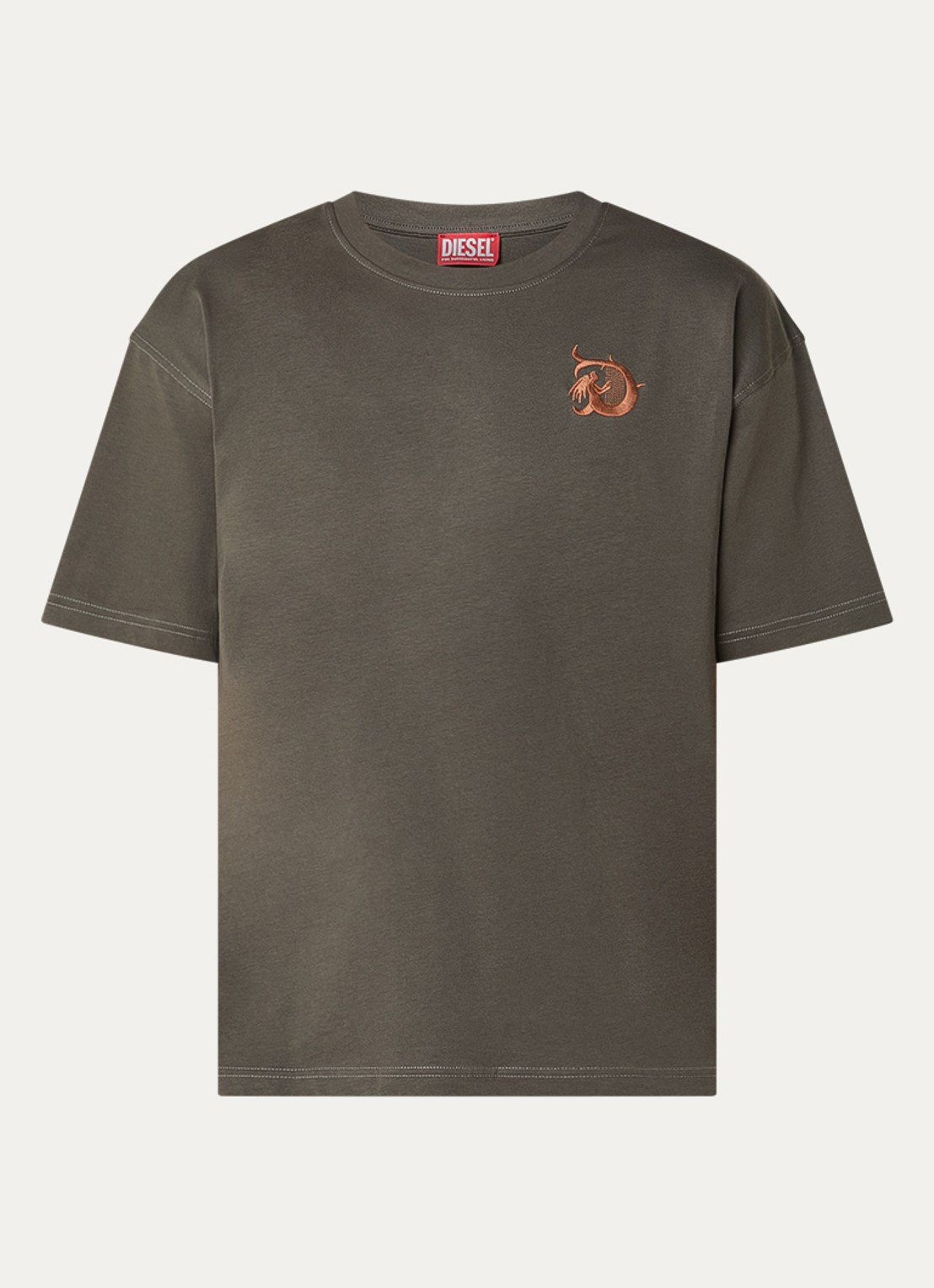 Diesel T-Boxt-AA11 T-shirt met front- en backprint - voorkant olijfgroen