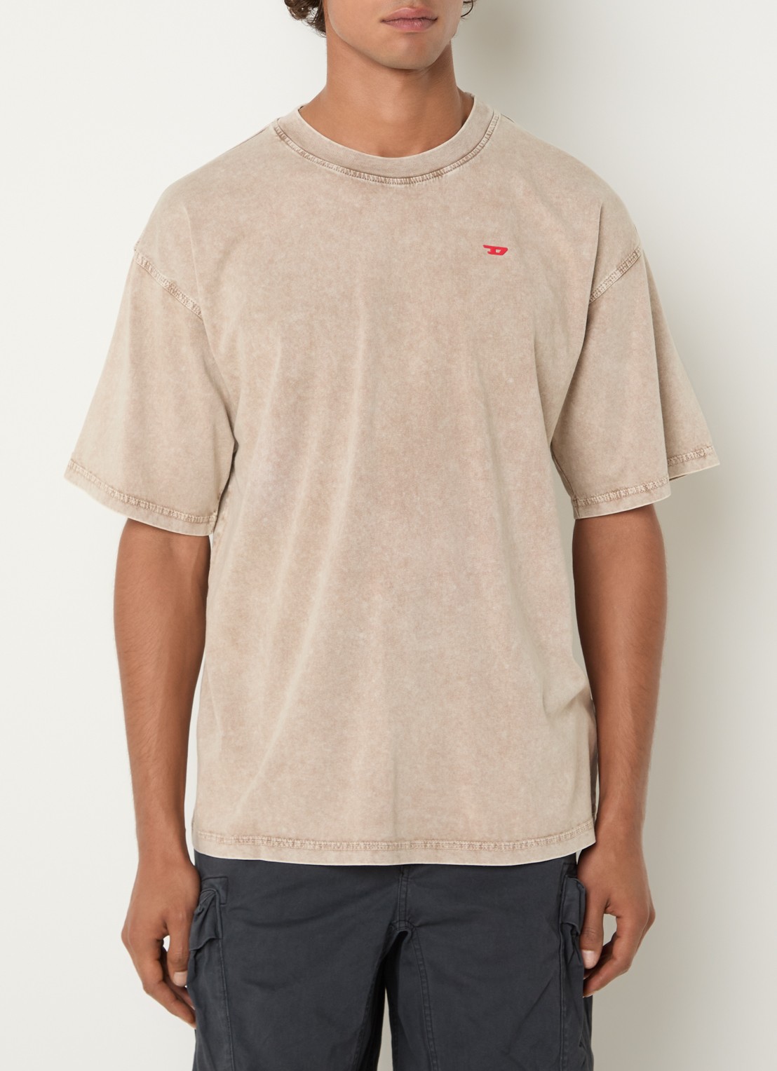 Diesel T-Boxt-Aa14 T-shirt met logo - detail creme