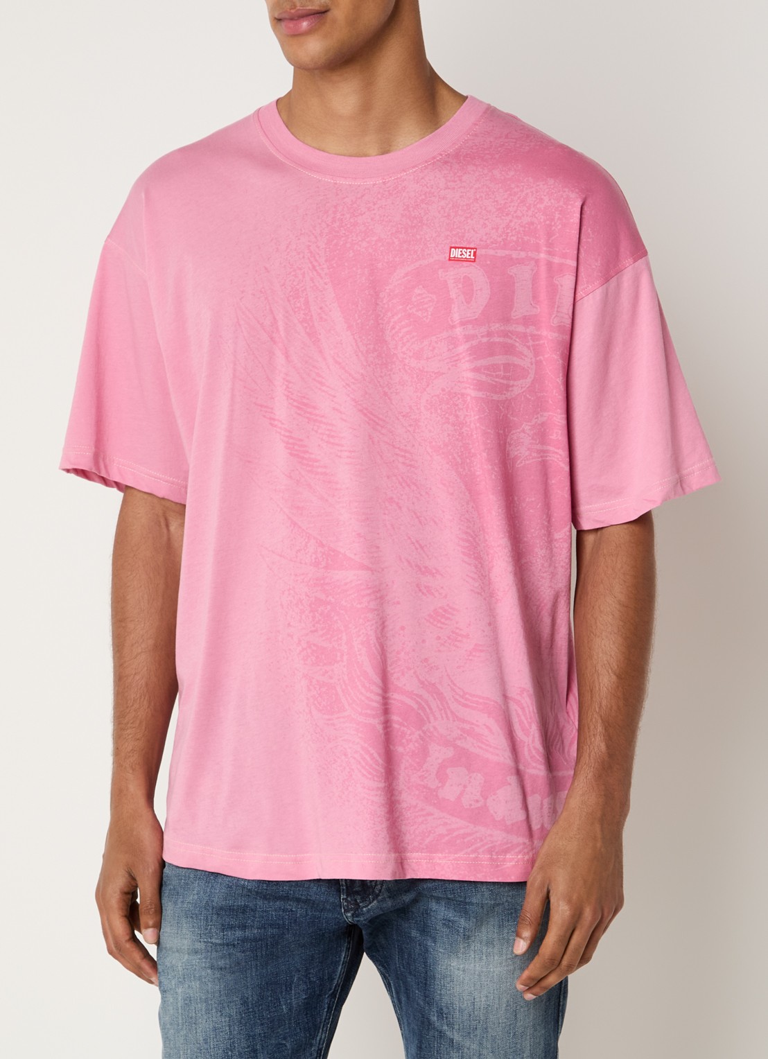 Diesel T-BOXT-AA3 T-shirt met print - detail 3 roze