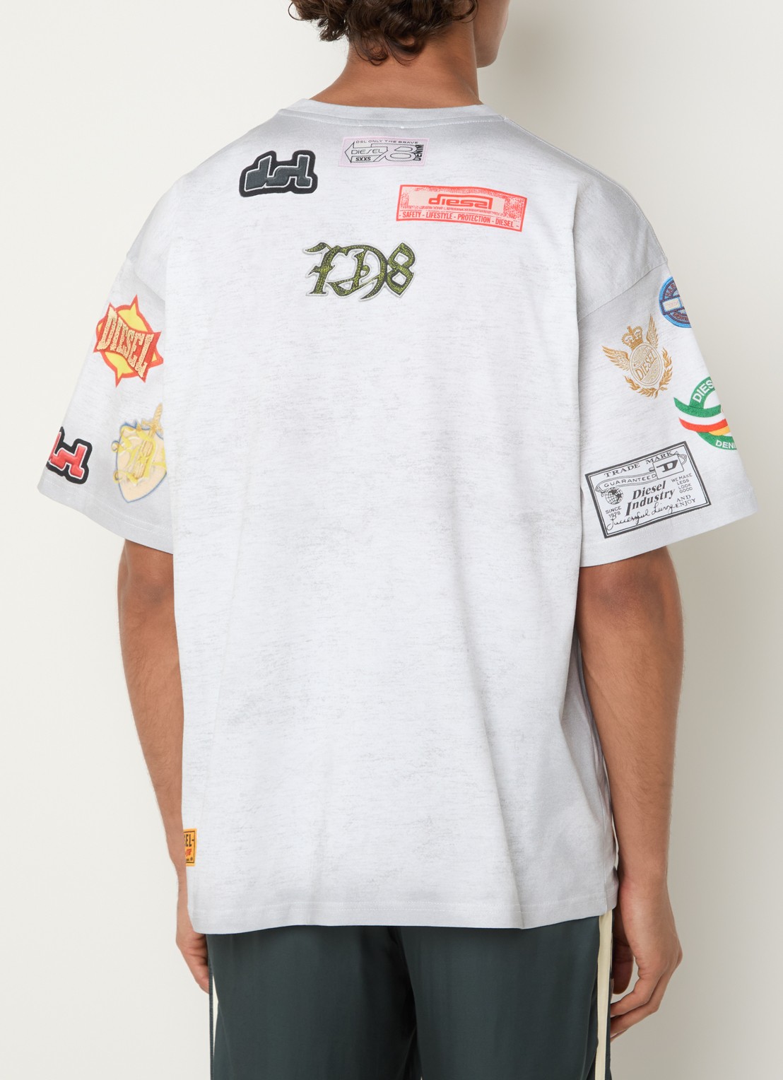 Diesel T-Boxt-AA6 T-shirt met print - achterkant 4 lichtgrijs