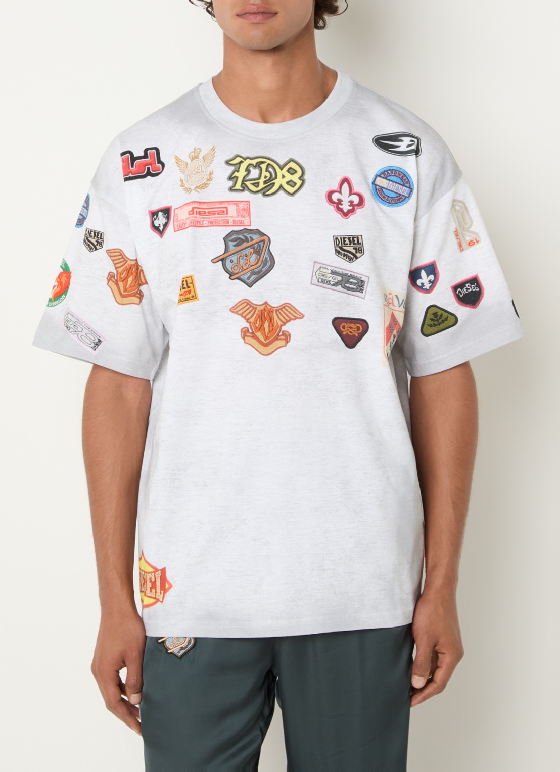 Diesel T-Boxt-AA6 T-shirt met print - detail lichtgrijs