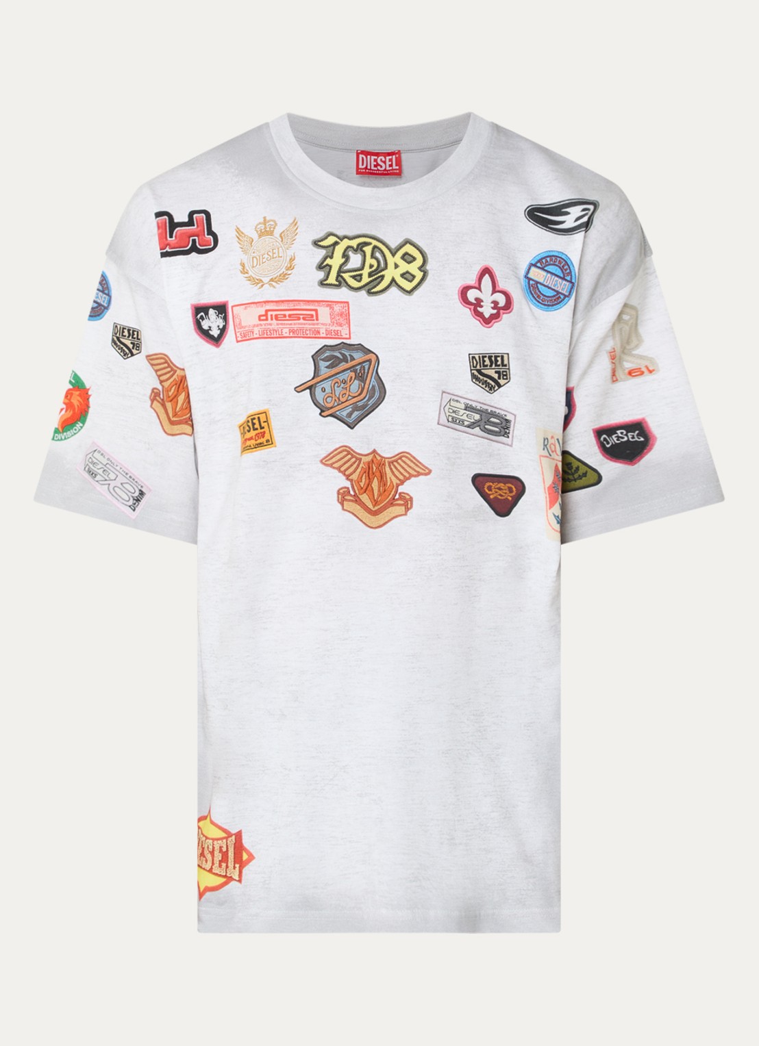 Diesel T-Boxt-AA6 T-shirt met print - voorkant 2 lichtgrijs