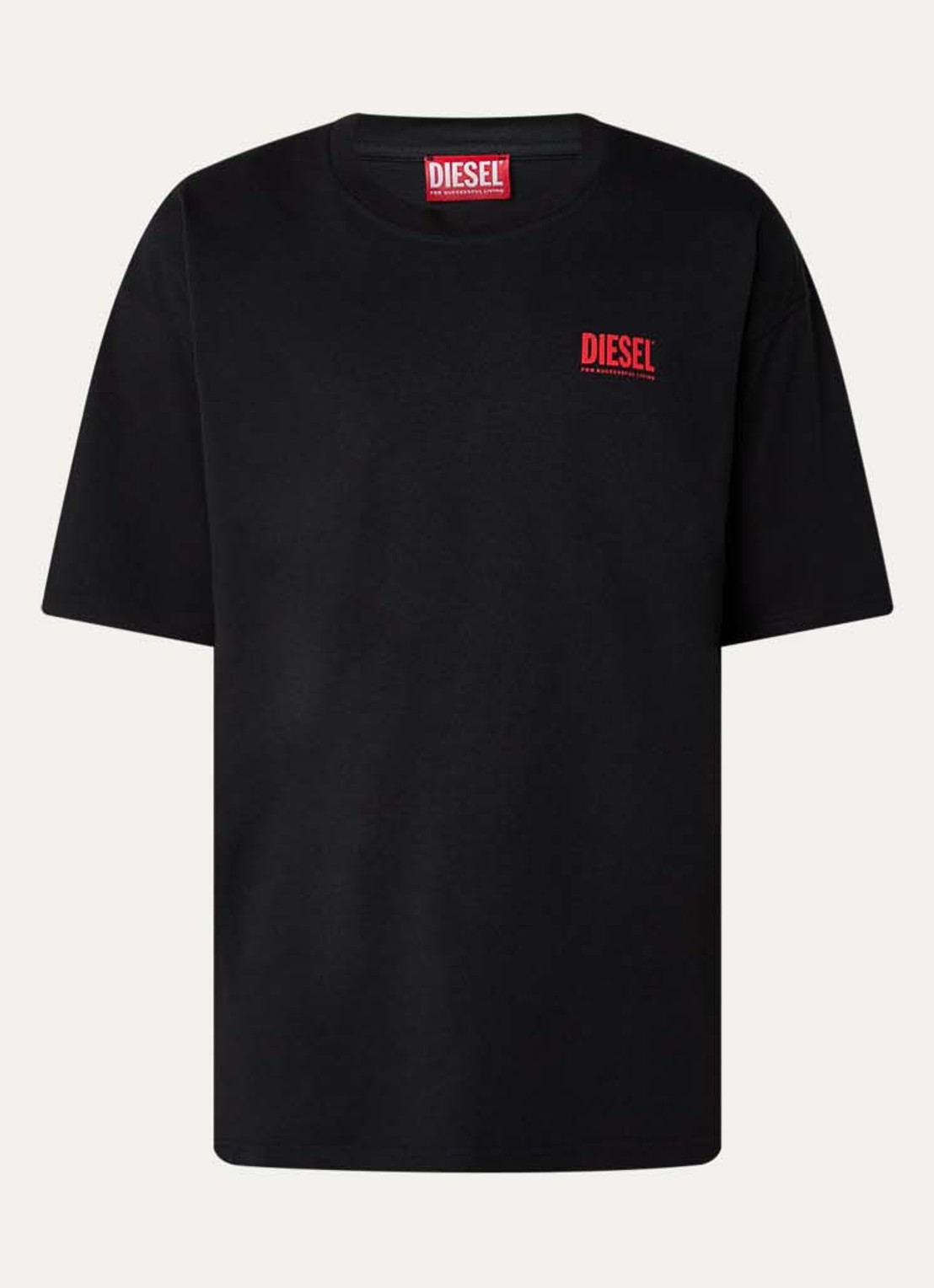 Diesel T-Boxt-Bisk T-shirt met logo- en backprint - voorkant zwart